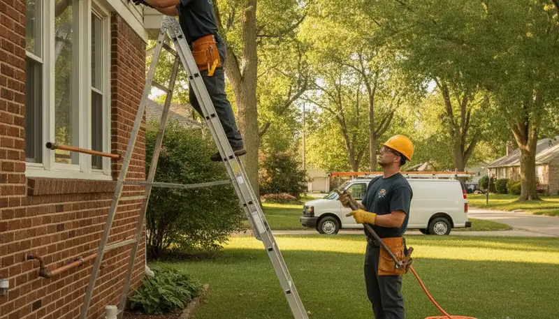 Plumber repairing pipes in Troy, MI for Troy Plumbing and Heating