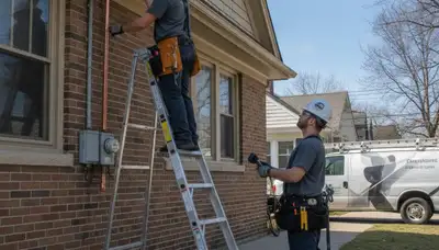 Plumber repairing a pipe in Troy, MI for Troy Plumbing and Heating service call