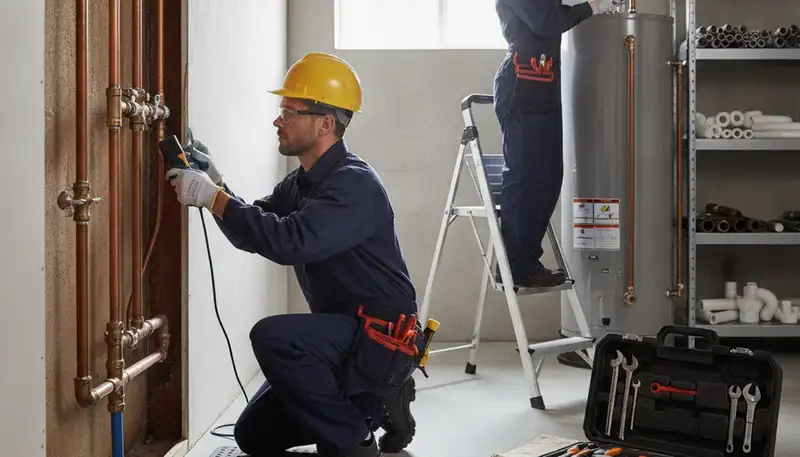 Plumber repairing a leak for Troy, MI homes with same-day plumbing service