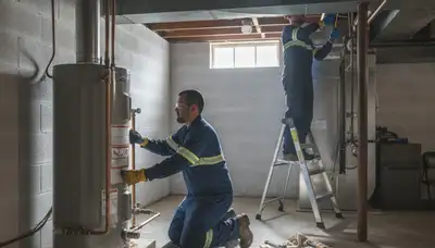 Plumber repairing a pipe in Troy, MI for residential plumbing service