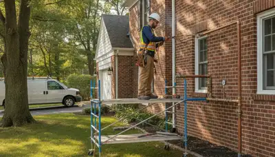 Plumber repairing a pipe in Troy, MI for residential plumbing service