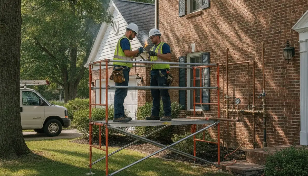 Plumber repairing pipe in Troy, MI for residential plumbing service