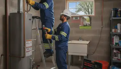 Plumber repairing sink in Troy, MI for Troy Plumbing and Heating