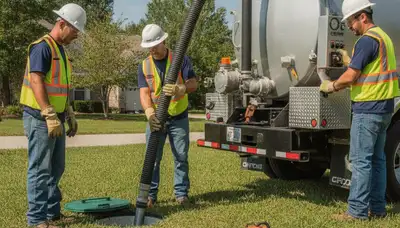 Septic pumping service truck for Troy, MI homes preventing plumbing backups