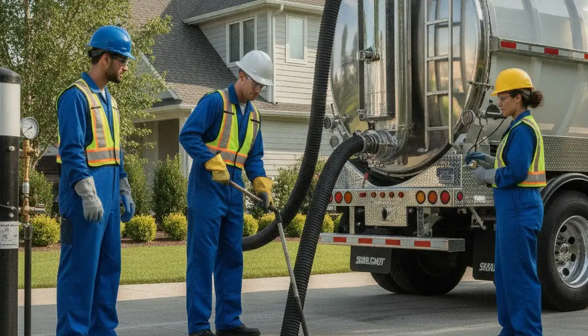 Septic pumping service truck for Troy, MI homeowners, helping prevent backups