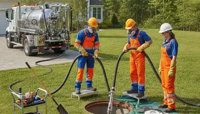 Troy, MI plumber cleaning a septic tank for a residential plumbing service