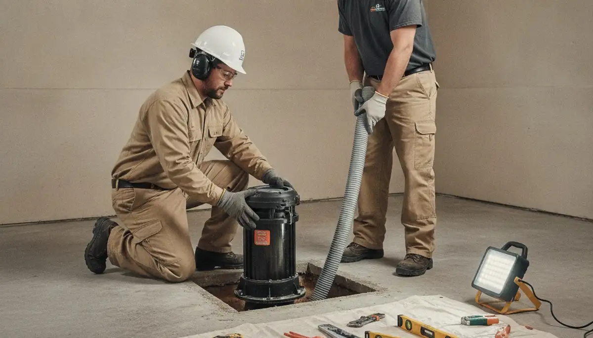 Sump pump installation for Troy, MI home basement flood protection by licensed plumbers