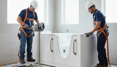 Walk-in tub installation for safer bathing in Troy, MI by On Call Plumbers